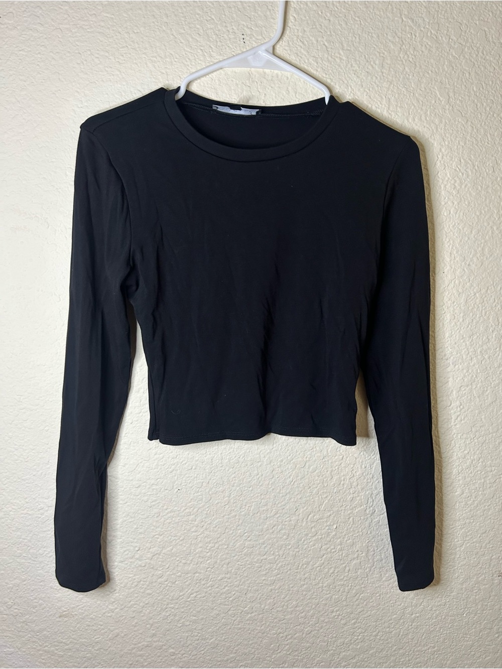 Lulus Black Long Sleeve Cropped Women's Top Cropped Casual Summer Large Goth